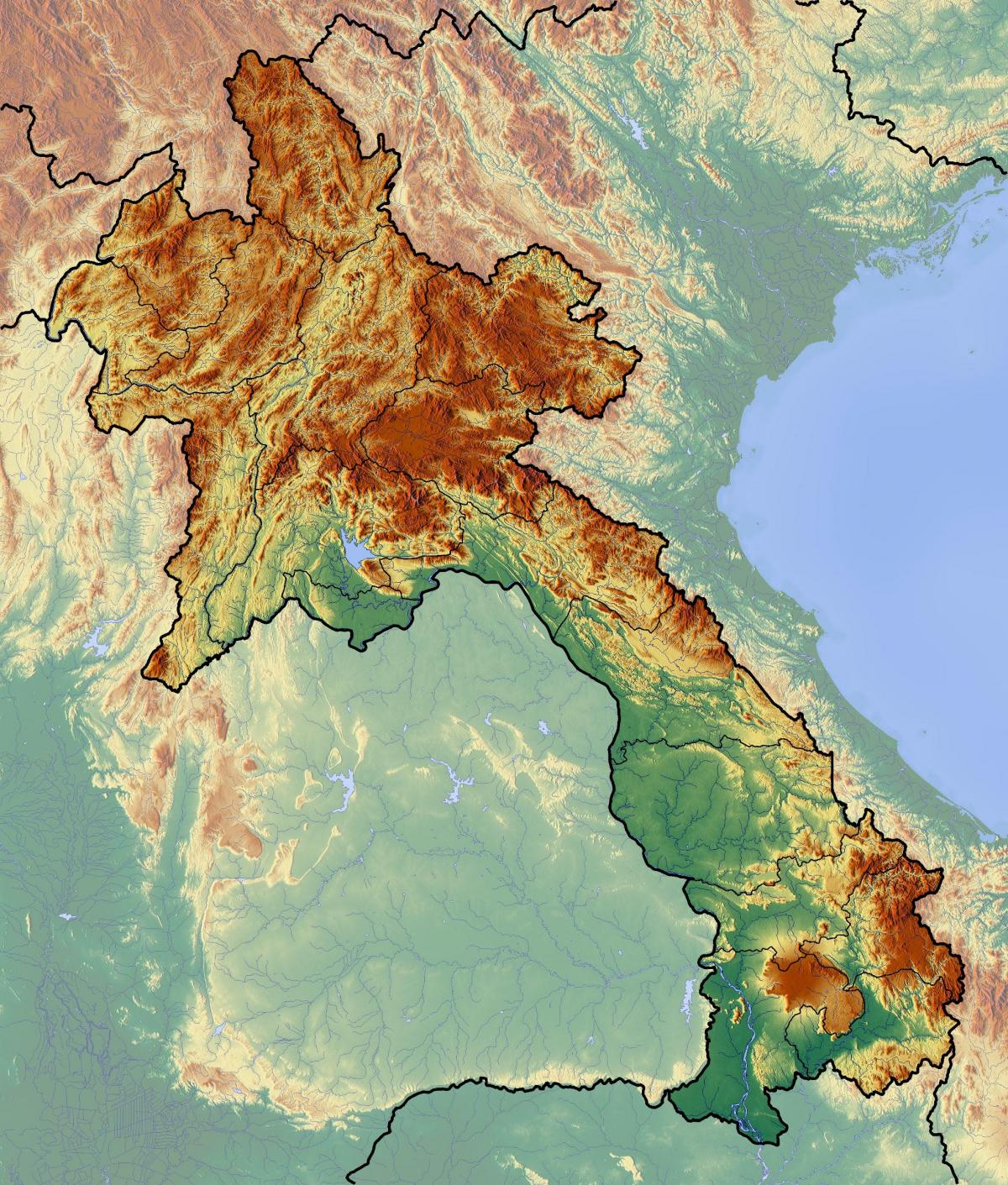 Карта Лаос топографске