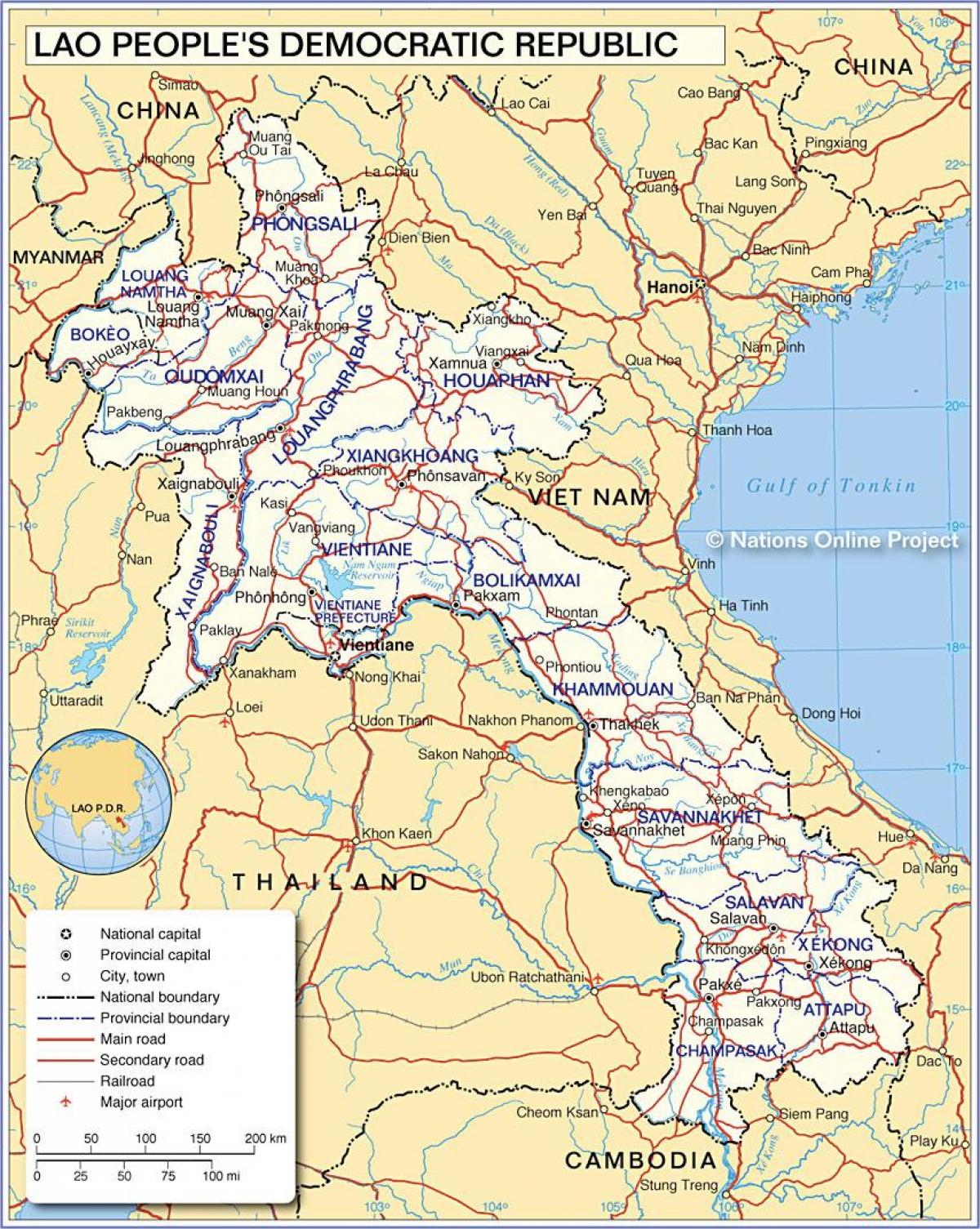 Карта Лаос и околних земаља