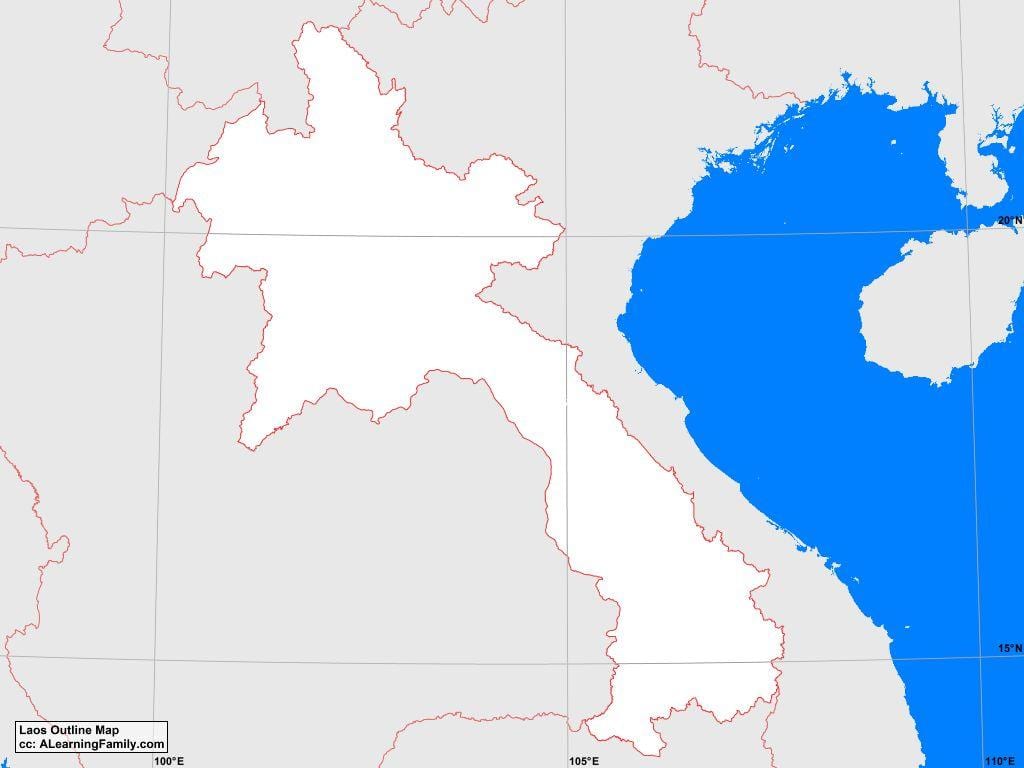 Карта Лаос контура