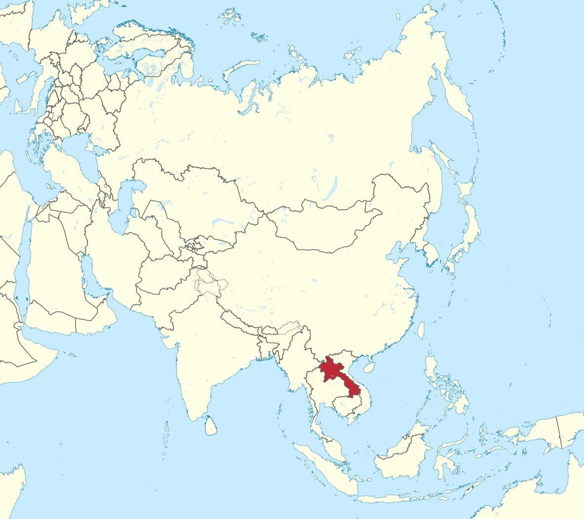 Карта Лаос Азији