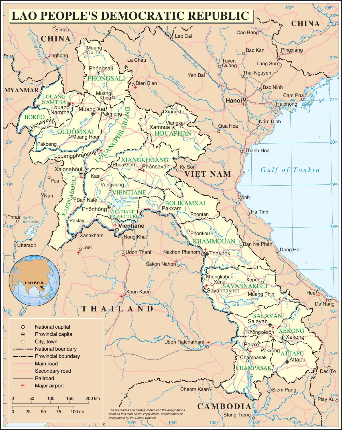 Карта Лаос путу
